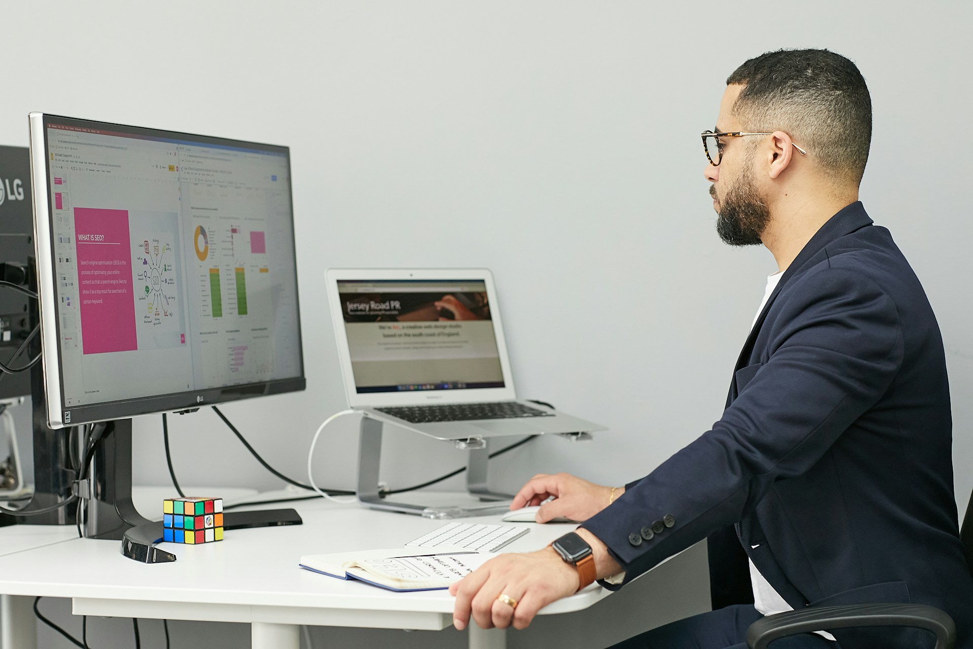 person in front of a laptop